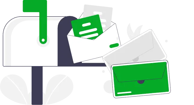 ポストからお問合せメールが取り出されている様子