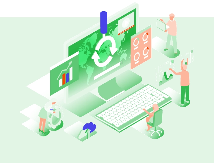 データ情報をもとに適切な人材配置を行なっている様子